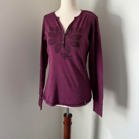 Plum Henley Top Size Medium - Picture 1 of 4